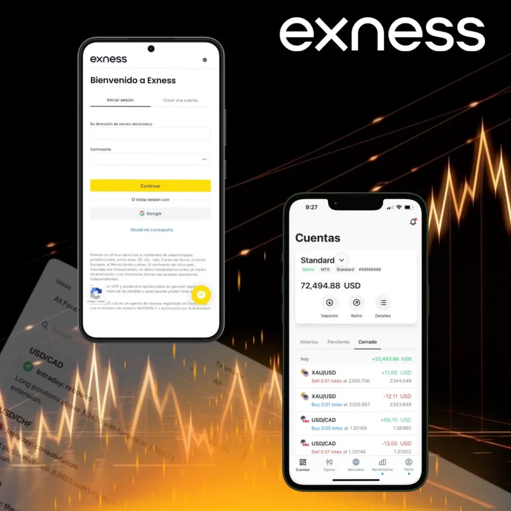 Registro en la App de Exness es muy rápido 